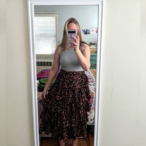 JCrew leopard print layered skirt